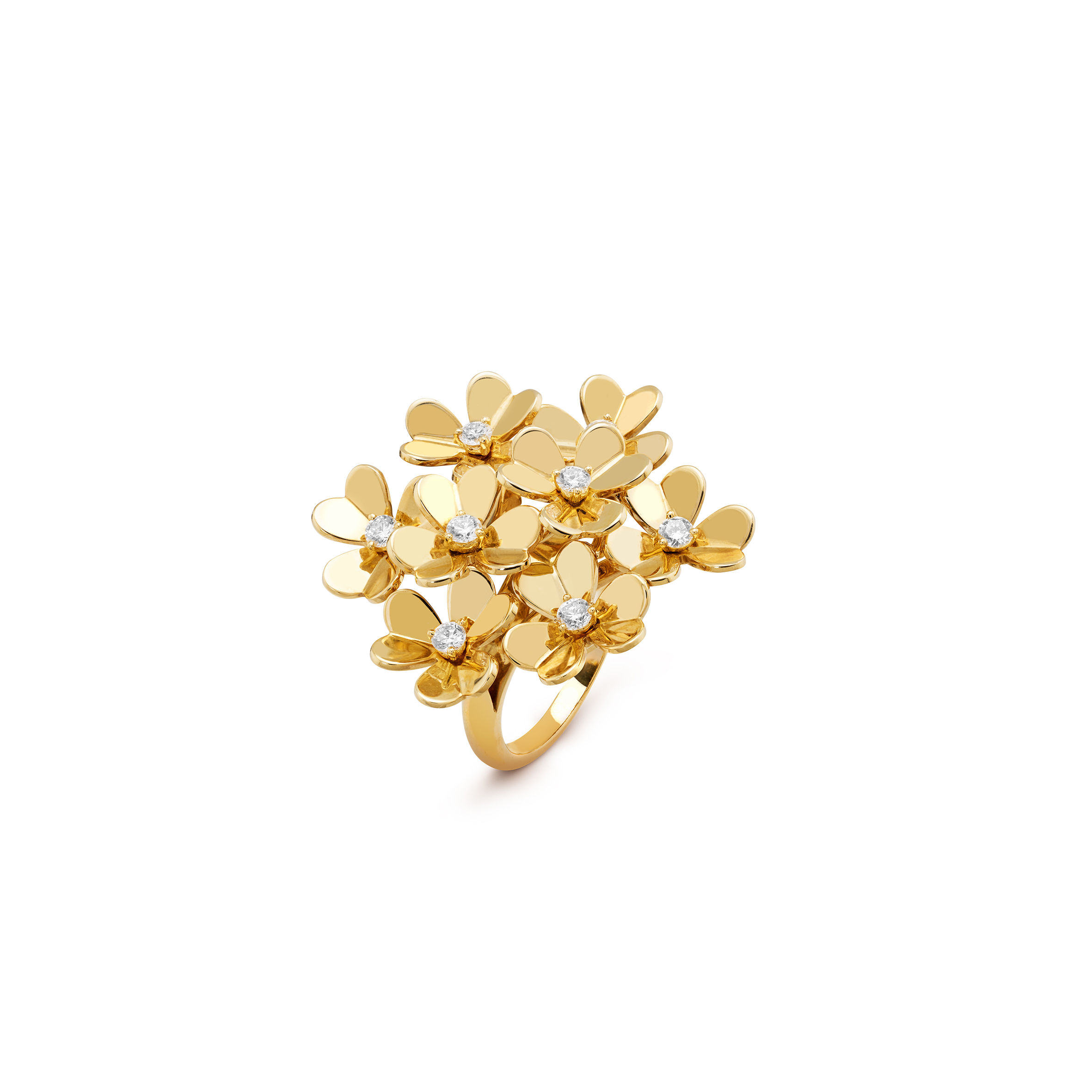 VAN CLEEF ARPELS FRIVOLE RING, 8 FLOWERS - YELLOW GOLD, DIAMOND  VCARB67700